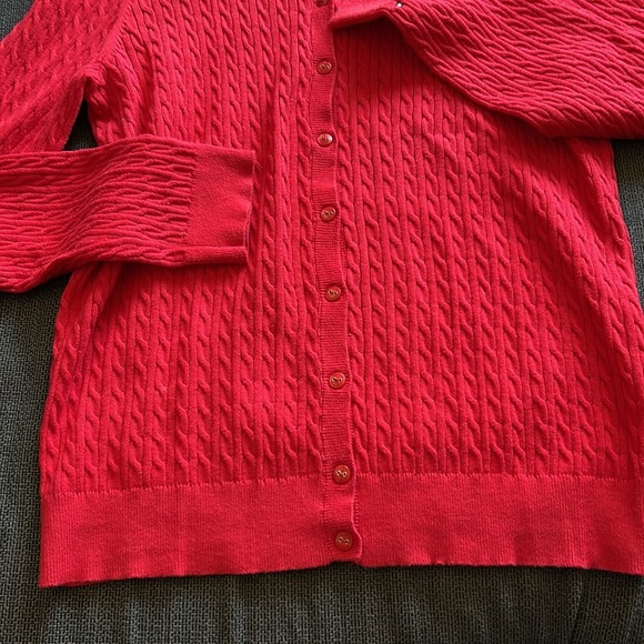 Red Cable Knit Sweater Cardigan Tommy Hilfiger Size XL - Picture 6 of 10